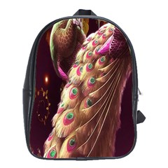 Peacock Dream, Fantasy, Flower, Girly, Peacocks, Pretty School Bag (large) by nateshop