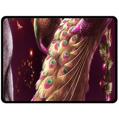 Peacock Dream, Fantasy, Flower, Girly, Peacocks, Pretty Fleece Blanket (large) by nateshop