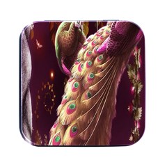 Peacock Dream, Fantasy, Flower, Girly, Peacocks, Pretty Square Metal Box (black) by nateshop