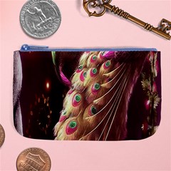 Peacock Dream, Fantasy, Flower, Girly, Peacocks, Pretty Large Coin Purse by nateshop