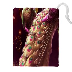 Peacock Dream, Fantasy, Flower, Girly, Peacocks, Pretty Drawstring Pouch (5xl) by nateshop