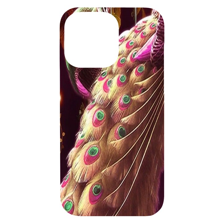 Peacock Dream, Fantasy, Flower, Girly, Peacocks, Pretty iPhone 14 Pro Max Black UV Print Case