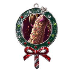 Peacock Dream, Fantasy, Flower, Girly, Peacocks, Pretty Metal X mas Lollipop With Crystal Ornament by nateshop