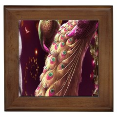 Peacock Dream, Fantasy, Flower, Girly, Peacocks, Pretty Framed Tile by nateshop