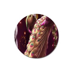 Peacock Dream, Fantasy, Flower, Girly, Peacocks, Pretty Magnet 3  (round) by nateshop