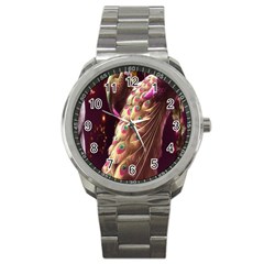 Peacock Dream, Fantasy, Flower, Girly, Peacocks, Pretty Sport Metal Watch by nateshop