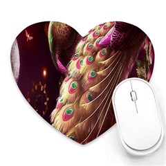 Peacock Dream, Fantasy, Flower, Girly, Peacocks, Pretty Heart Mousepad by nateshop