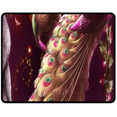 Peacock Dream, Fantasy, Flower, Girly, Peacocks, Pretty Two Sides Fleece Blanket (medium) by nateshop