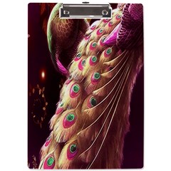 Peacock Dream, Fantasy, Flower, Girly, Peacocks, Pretty A4 Acrylic Clipboard by nateshop