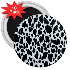 Black And White Cow Print 10 Cow Print, Hd Wallpaper 3  Magnets (10 Pack)  by nateshop