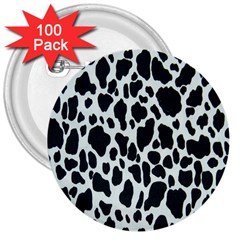 Black And White Cow Print 10 Cow Print, Hd Wallpaper 3  Buttons (100 Pack)  by nateshop