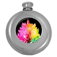 Abstract, Amoled, Back, Flower, Green Love, Orange, Pink, Round Hip Flask (5 Oz) by nateshop