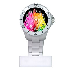 Abstract, Amoled, Back, Flower, Green Love, Orange, Pink, Plastic Nurses Watch by nateshop