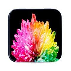 Abstract, Amoled, Back, Flower, Green Love, Orange, Pink, Square Metal Box (black) by nateshop