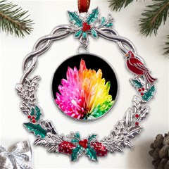 Abstract, Amoled, Back, Flower, Green Love, Orange, Pink, Metal X mas Wreath Holly Leaf Ornament by nateshop