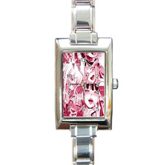 Ahegao Pink, Anime, Girl, Girlface, Girls, Pattern, White, Hd Rectangle Italian Charm Watch