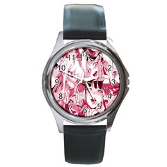 Ahegao Pink, Anime, Girl, Girlface, Girls, Pattern, White, Hd Round Metal Watch