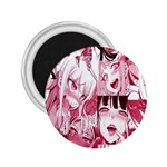 Ahegao Pink, Anime, Girl, Girlface, Girls, Pattern, White, Hd 2.25  Magnets Front