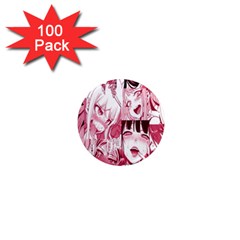 Ahegao Pink, Anime, Girl, Girlface, Girls, Pattern, White, Hd 1  Mini Magnets (100 Pack)  by nateshop