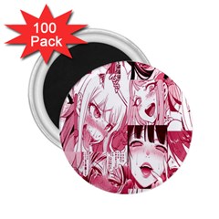 Ahegao Pink, Anime, Girl, Girlface, Girls, Pattern, White, Hd 2 25  Magnets (100 Pack)  by nateshop