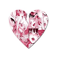 Ahegao Pink, Anime, Girl, Girlface, Girls, Pattern, White, Hd Heart Magnet by nateshop