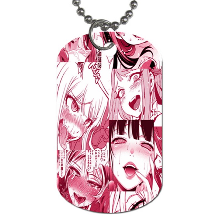 Ahegao Pink, Anime, Girl, Girlface, Girls, Pattern, White, Hd Dog Tag (Two Sides)