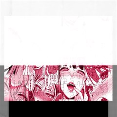 Ahegao Pink, Anime, Girl, Girlface, Girls, Pattern, White, Hd Rectangular Jigsaw Puzzl by nateshop