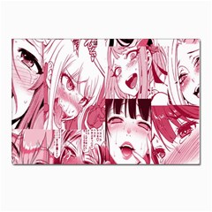 Ahegao Pink, Anime, Girl, Girlface, Girls, Pattern, White, Hd Postcard 4 x 6  (pkg Of 10) by nateshop