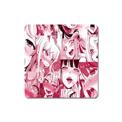 Ahegao Pink, Anime, Girl, Girlface, Girls, Pattern, White, Hd Square Magnet