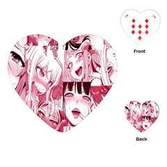 Ahegao Pink, Anime, Girl, Girlface, Girls, Pattern, White, Hd Playing Cards Single Design (heart) by nateshop