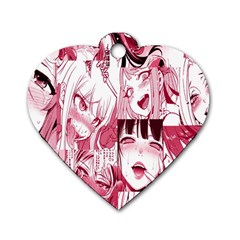 Ahegao Pink, Anime, Girl, Girlface, Girls, Pattern, White, Hd Dog Tag Heart (One Side)