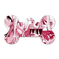 Ahegao Pink, Anime, Girl, Girlface, Girls, Pattern, White, Hd Dog Tag Bone (One Side)