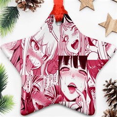 Ahegao Pink, Anime, Girl, Girlface, Girls, Pattern, White, Hd Star Ornament (two Sides) by nateshop