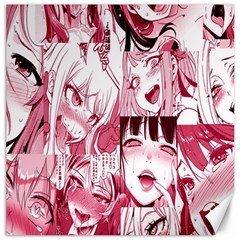 Ahegao Pink, Anime, Girl, Girlface, Girls, Pattern, White, Hd Canvas 20  X 20  by nateshop