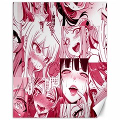 Ahegao Pink, Anime, Girl, Girlface, Girls, Pattern, White, Hd Canvas 11  X 14  by nateshop