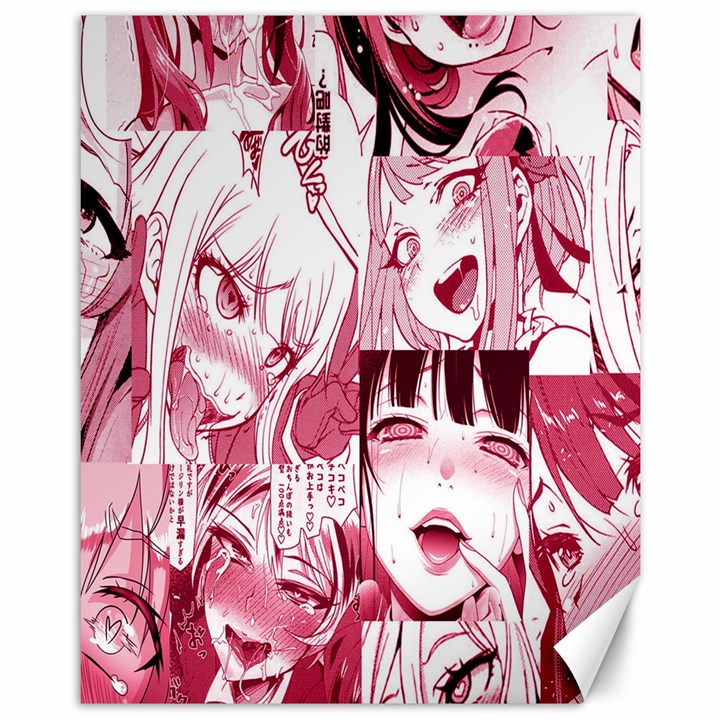 Ahegao Pink, Anime, Girl, Girlface, Girls, Pattern, White, Hd Canvas 11  x 14 