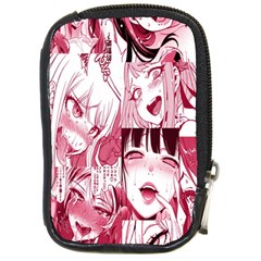 Ahegao Pink, Anime, Girl, Girlface, Girls, Pattern, White, Hd Compact Camera Leather Case