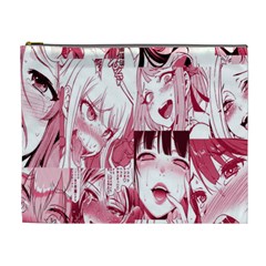 Ahegao Pink, Anime, Girl, Girlface, Girls, Pattern, White, Hd Cosmetic Bag (xl) by nateshop