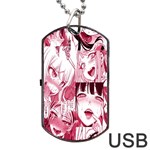 Ahegao Pink, Anime, Girl, Girlface, Girls, Pattern, White, Hd Dog Tag USB Flash (Two Sides) Front