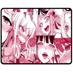 Ahegao Pink, Anime, Girl, Girlface, Girls, Pattern, White, Hd Fleece Blanket (medium) by nateshop