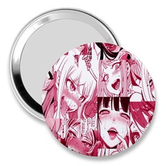 Ahegao Pink, Anime, Girl, Girlface, Girls, Pattern, White, Hd 3  Handbag Mirrors