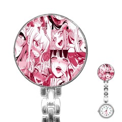 Ahegao Pink, Anime, Girl, Girlface, Girls, Pattern, White, Hd Stainless Steel Nurses Watch