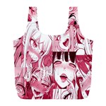 Ahegao Pink, Anime, Girl, Girlface, Girls, Pattern, White, Hd Full Print Recycle Bag (L) Front