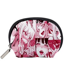 Ahegao Pink, Anime, Girl, Girlface, Girls, Pattern, White, Hd Accessory Pouch (small) by nateshop