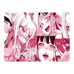 Ahegao Pink, Anime, Girl, Girlface, Girls, Pattern, White, Hd Two Sides Premium Plush Fleece Blanket (mini) by nateshop