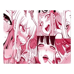 Ahegao Pink, Anime, Girl, Girlface, Girls, Pattern, White, Hd Two Sides Premium Plush Fleece Blanket (large) by nateshop