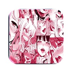 Ahegao Pink, Anime, Girl, Girlface, Girls, Pattern, White, Hd Square Metal Box (black) by nateshop