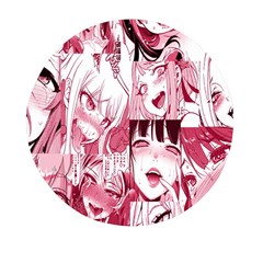 Ahegao Pink, Anime, Girl, Girlface, Girls, Pattern, White, Hd Mini Round Pill Box by nateshop