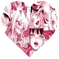 Ahegao Pink, Anime, Girl, Girlface, Girls, Pattern, White, Hd Wooden Puzzle Heart by nateshop