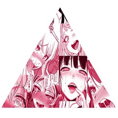 Ahegao Pink, Anime, Girl, Girlface, Girls, Pattern, White, Hd Wooden Puzzle Triangle by nateshop